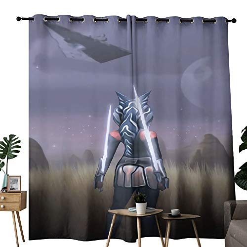 ZhiHdecor Star-Wars - Cortinas de bloqueo de luz (253 x 213 cm), diseño de espada de luz para niños, cortinas opacas, 1 par