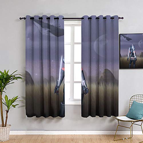 ZhiHdecor Star-Wars - Cortinas de bloqueo de luz (253 x 213 cm), diseño de espada de luz para niños, cortinas opacas, 1 par