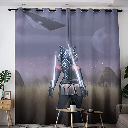 ZhiHdecor Star-Wars - Cortinas de bloqueo de luz (253 x 213 cm), diseño de espada de luz para niños, cortinas opacas, 1 par