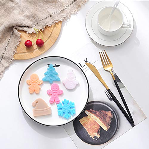 zhiyi-online - Molde de silicona para repostería de chocolate, bandeja para cubitos de hielo, incluye pan de jengibre, copo de nieve, muñeco de nieve, sombrero de árbol de Navidad (azul)