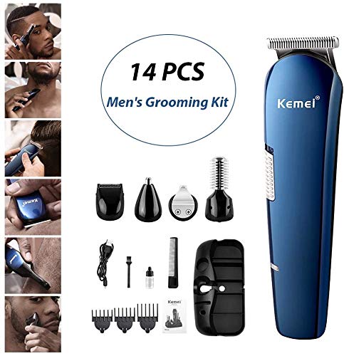 ZHLFDC 14 PCS Hombres de kit de aseo eléctrica cortadora de cabello máquina de afeitar del condensador de ajuste de la nariz todo-en-uno de la serie Cuidado Personal Cara labra a los hombres Con almac