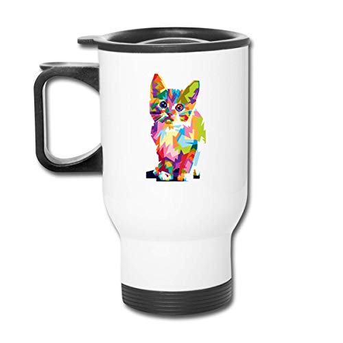 zhouyeT Collorfull Cat Stainless Steel Taza de viaje Coffee Cup