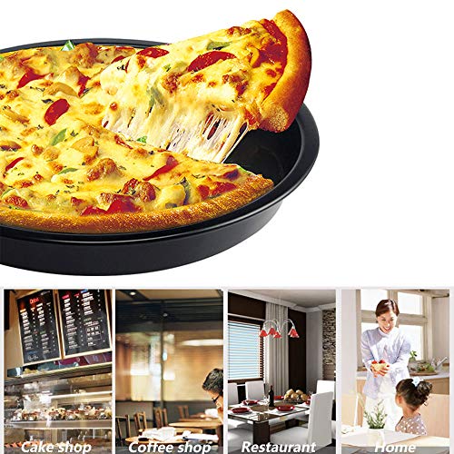 Ziyero 2 Piezas Juego Bandejas Pizza Horno Redondas y Antiadherentes Acero al Carbono para Familias, Restaurantes, Panaderías, Escuelas de Cocina, Pizzerías, Parrillas, Galletas, Pan—Negro, 8", 9"