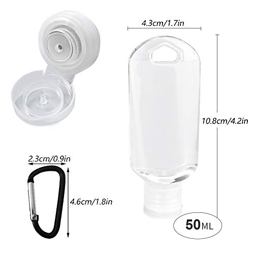 Ziyero Mini Botella Viaje Mosquetón Llavero Botellas Viaje Plástico Vacíos Colgable, Transparente, para Líquidos o Semilíquidos, para Familias, Negocios, Viajes, Actividades al Aire Libre Etc—10 PCS