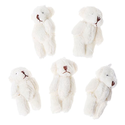 ZJL220 Mini Osito de Peluche 5 UNIDS Kawaii Osos Pequeños de Peluche Juguetes Suaves Perla Terciopelo Muñecas Regalos Blanco