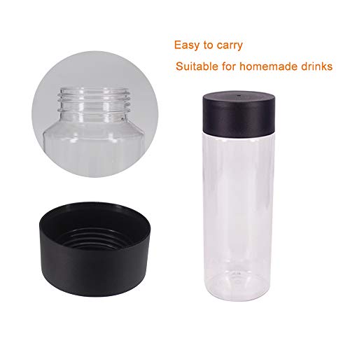 ZMCYN Botellas vacías de plástico de 300 ml con tapas negras, botellas transparentes reutilizables de plástico PET para bebidas y leche caseras (paquete de 12)