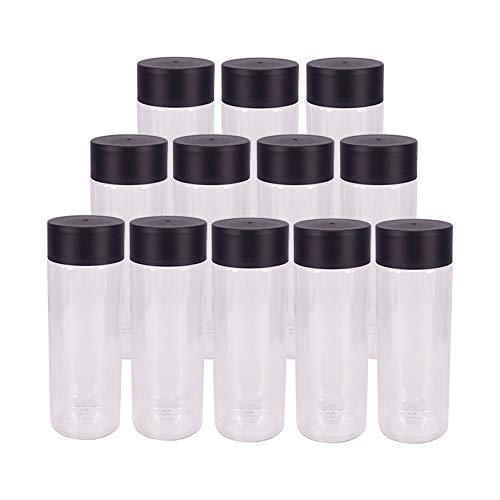 ZMCYN Botellas vacías de plástico de 300 ml con tapas negras, botellas transparentes reutilizables de plástico PET para bebidas y leche caseras (paquete de 12)