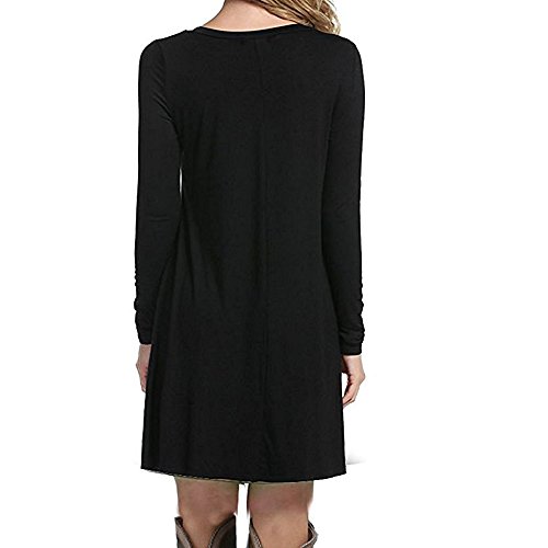 ZNYSTAR - Vestido holgado e informal de manga corta para mujer, estilo camiseta, para primavera, verano u otoño Manga larga negra. XXL