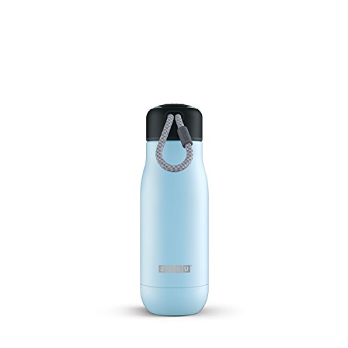 Zoku 350 ml Botella de Agua, Acero Inoxidable, luz Azul, 6,7 x 6,7 x 21 cm