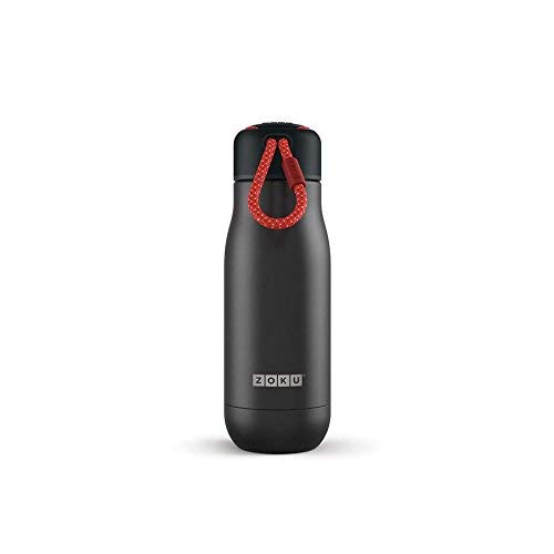 ZOKU - Botella de acero inoxidable (350 ml, 6,7 x 6,7 x 21 cm), color negro