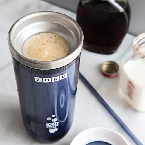 Zoku Iced Coffee Maker, Preparador de Café Helado, Vaso de Café Helado, Gris, 325 ml, ZK121-GY