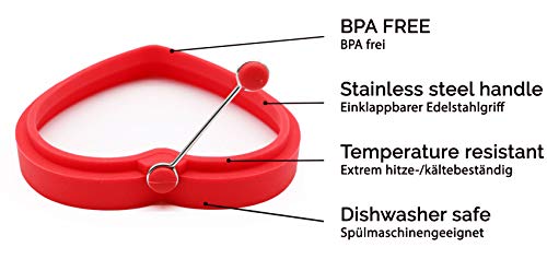 ZOLLNER24 4 moldes de Silicona para Huevos fritos y Tortitas, 4 Formas Distintas