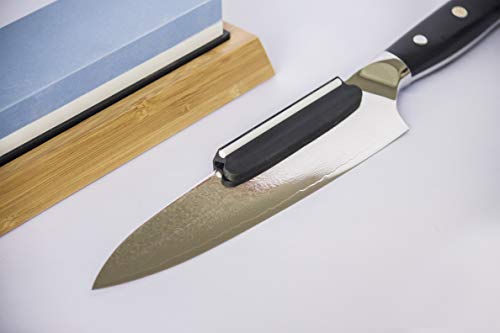 ZonChef - Cuchillo japonés VG10, 67 capas de acero de Damasco, 2,5 mm de grosor, cuchillo de cocina afilado, pulido espejo, mango G10, 1 piedra de afilar para clavos de cobre #3000/#8000