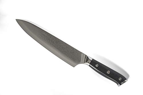 ZonChef - Cuchillo japonés VG10, 67 capas de acero de Damasco, 2,5 mm de grosor, cuchillo de cocina afilado, pulido espejo, mango G10, 1 piedra de afilar para clavos de cobre #3000/#8000