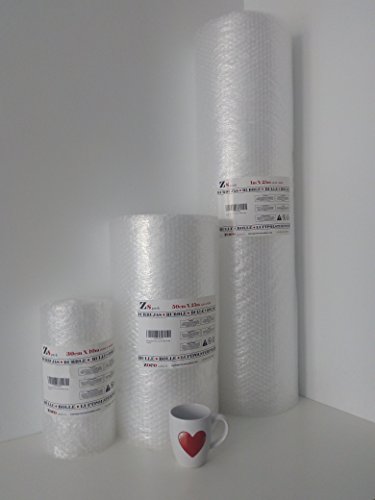 Zs Products -Rollo de plástico de burbujas (Ancho 0,50 metros Largo 25 metros) para envolver, protección de objetos frágiles, embalaje, transporte y mudanzas. Papel de burbujas de calidad europea