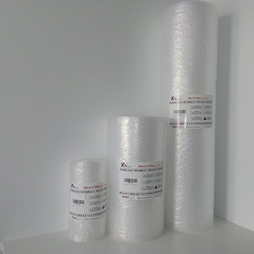 Zs Products -Rollo de plástico de burbujas (Ancho 0,50 metros Largo 25 metros) para envolver, protección de objetos frágiles, embalaje, transporte y mudanzas. Papel de burbujas de calidad europea