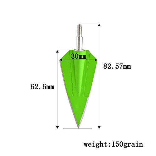 ZSHJG 6pcs Tiro con Arco Puntas de Flecha Caza de 150 Grano Flechas Broadheads 2 Cuchillas Tiro con Arco Flechas Cabezas para Ballesta y Arco Compuesto (Verde + Caja)