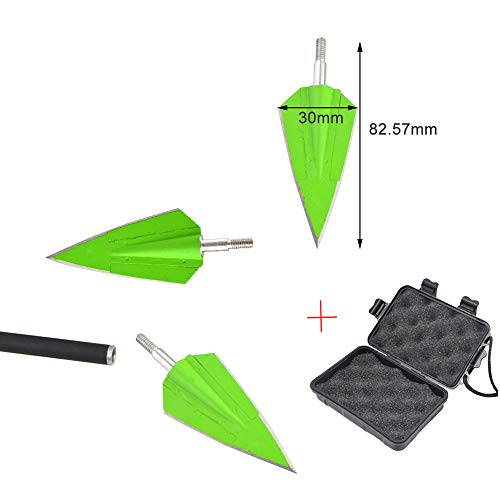 ZSHJG 6pcs Tiro con Arco Puntas de Flecha Caza de 150 Grano Flechas Broadheads 2 Cuchillas Tiro con Arco Flechas Cabezas para Ballesta y Arco Compuesto (Verde + Caja)