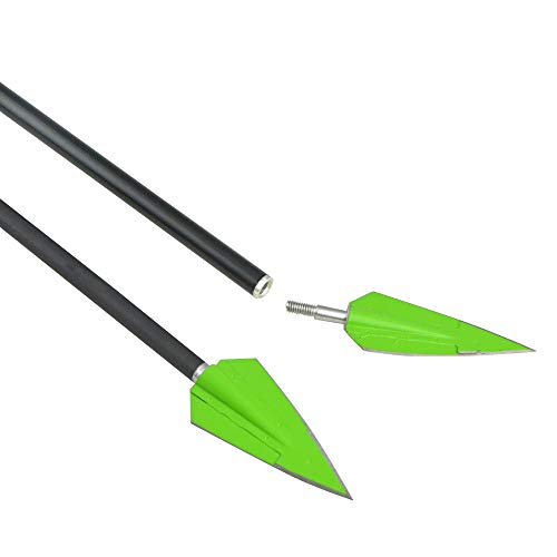 ZSHJG 6pcs Tiro con Arco Puntas de Flecha Caza de 150 Grano Flechas Broadheads 2 Cuchillas Tiro con Arco Flechas Cabezas para Ballesta y Arco Compuesto (Verde + Caja)