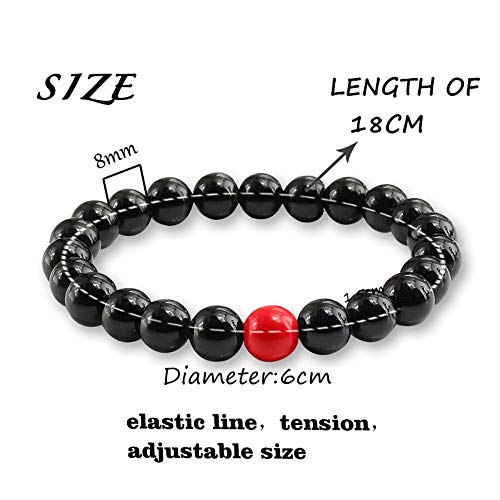 Zuiaidess Pulsera De Piedra,Los Hombres De Piedra Natural Encanto Pulseras De Perlas Blancas De Lava Negra Mate Buda Pulsera Redonda para La Mujer Yoga Joyas