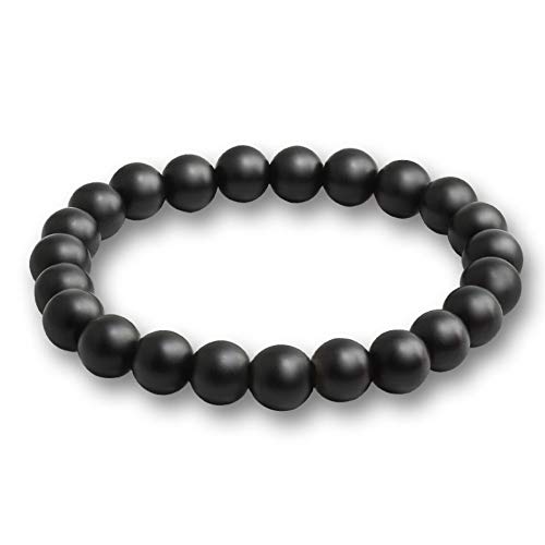 Zuiaidess Pulsera De Piedra,Los Hombres De Piedra Natural Encanto Pulseras De Perlas Color Negro Mate Buda Pulsera Redonda para La Mujer Yoga Joyas