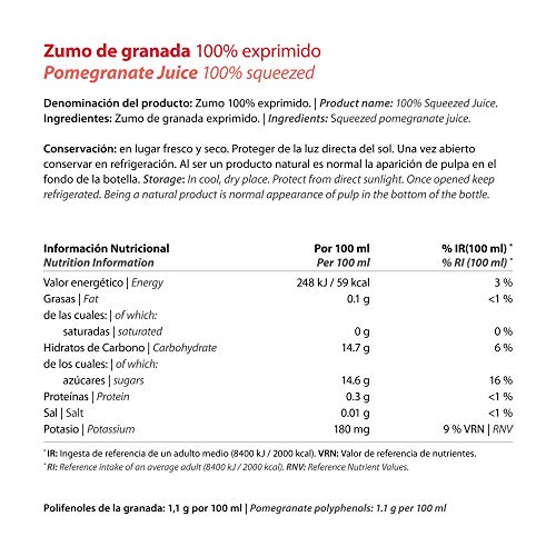 Zumo de Granada Natural 100% Exprimido de Vitalgrana - Zumo Sin Azúcar Añadido - Sin Conservantes ni Colorantes - 200ml - 48 Unidades