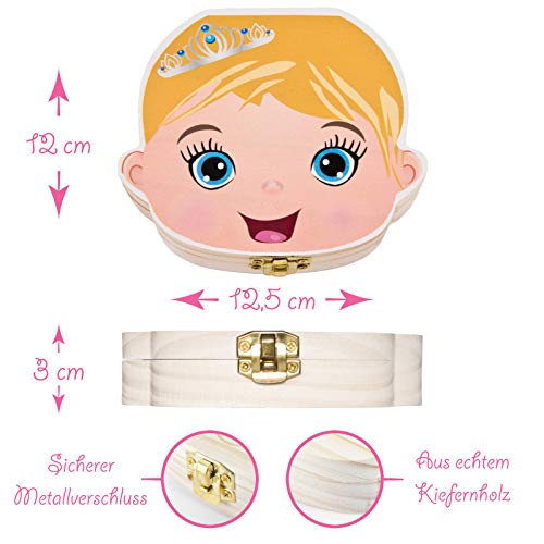 ZWEN MILCHZAHNBOX 3.0 [Prinzessin & Pirat color] + Dulce Zahnfeebrief¿GRATIS E-book - Lata para dientes de leche para niñas y niños prinzessin