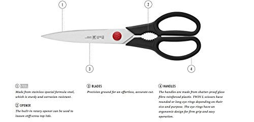 Zwilling TWIN L - Tijera multiusos, acero inoxidable, 205 milímetros, color negro