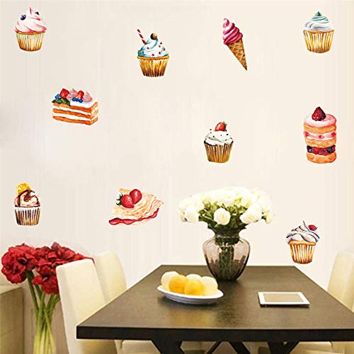 ZXFMT Pegatinas Pared Delicioso Pastel Helado Etiqueta De La Pared Decoraciones De La Fiesta De Cumpleaños para La Tienda De Golosinas Ventana Vinilo DIY Refrigerador Mural Decoración del Hogar