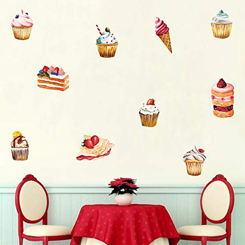 ZXFMT Pegatinas Pared Delicioso Pastel Helado Etiqueta De La Pared Decoraciones De La Fiesta De Cumpleaños para La Tienda De Golosinas Ventana Vinilo DIY Refrigerador Mural Decoración del Hogar