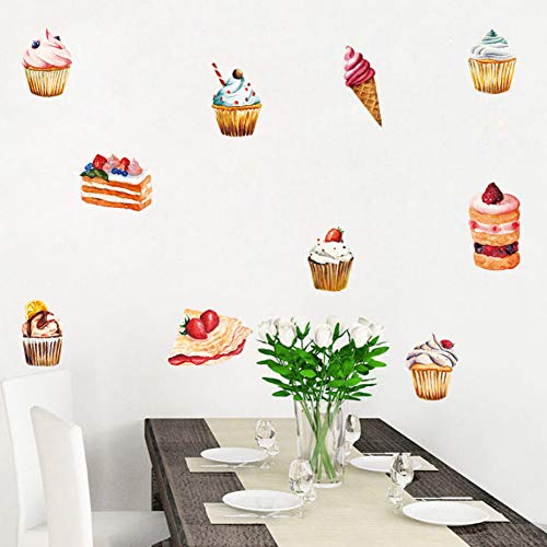 ZXFMT Pegatinas Pared Delicioso Pastel Helado Etiqueta De La Pared Decoraciones De La Fiesta De Cumpleaños para La Tienda De Golosinas Ventana Vinilo DIY Refrigerador Mural Decoración del Hogar