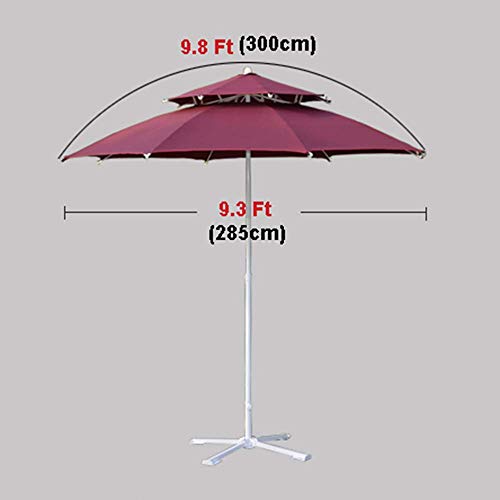 ZXYY Paraguas de Patio de Doble Parte Superior de 9 pies para Exterior Paraguas de Mercado Impermeable/a Prueba de Lluvia con ventilación de elevación de manivela 8 Varillas