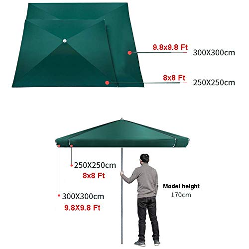 ZXYY Sombrilla Rectangular para Patio 8/9 pies Market Sombrillas de Mesa para Exteriores con Elevador de manivela Resistente a la Intemperie protección UV Verde