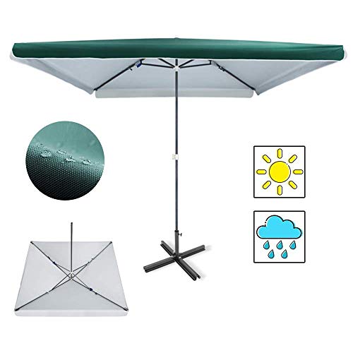 ZXYY Sombrilla Rectangular para Patio 8/9 pies Market Sombrillas de Mesa para Exteriores con Elevador de manivela Resistente a la Intemperie protección UV Verde