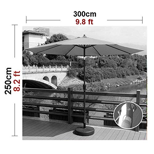 ZXYY Sombrillas de Mesa de Patio de Mercado al Aire Libre de 98 pies Ajuste de inclinación Sunbrella con manivela de Tubo de Hierro de 38 mm para jardín terraza Patio Trasero