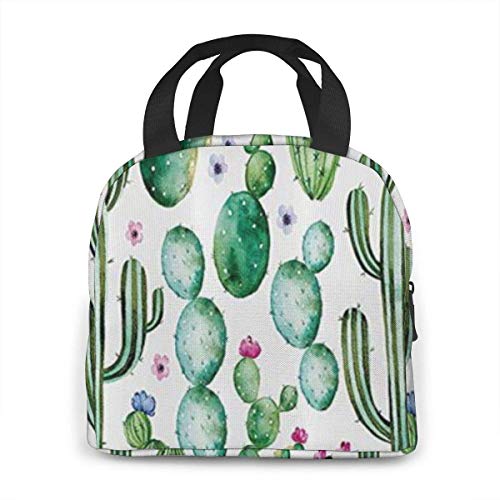 ZYWL ~ Mexican Texas Cactus Plants Spikes Cartoon Portátil con aislamiento Bolsa de almuerzo Lonchera para mujeres Hombres Niños niño