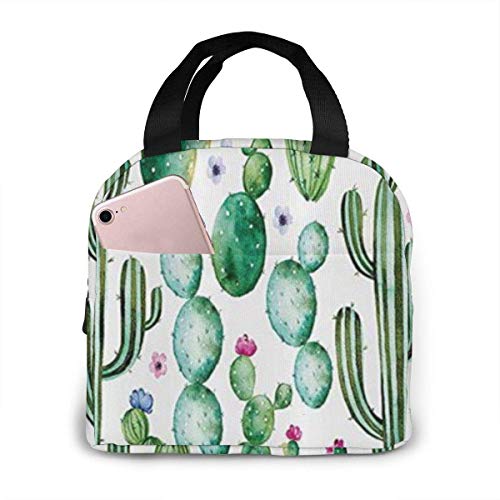 ZYWL ~ Mexican Texas Cactus Plants Spikes Cartoon Portátil con aislamiento Bolsa de almuerzo Lonchera para mujeres Hombres Niños niño