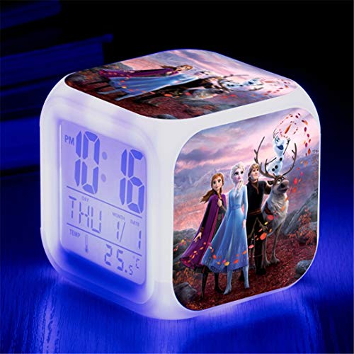 ZZTX FASHION Despertador para Niños, Despertador de Cabecera con Luz Nocturna de 7 Colores, Mini Music Wake Up Alarm Clock con 8 Sonidos, Regalo para Niños Niñas,I