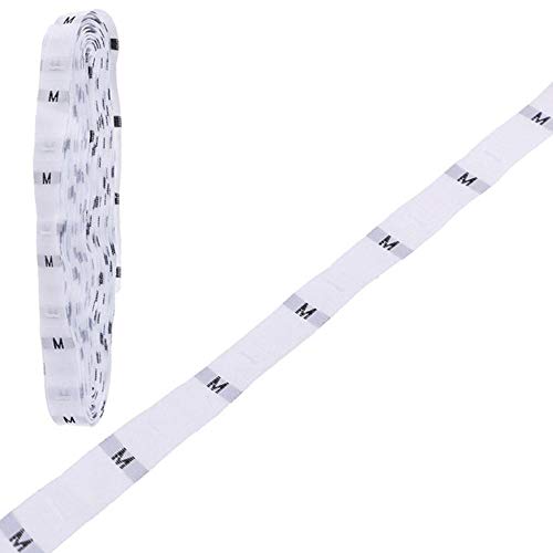 1 rollo (alrededor de 500 piezas) XS-4XL Blanco Negro Etiquetas de tamaño Ropa Etiquetas tejidas 30 mm x 12 mm Venta al por mayor, C