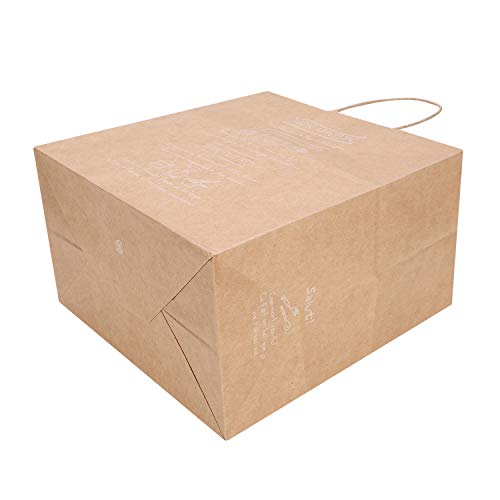 10 bolsas de papel kraft grande para alimentos, papel reciclado, bolsa de almuerzo con asa, bolsa de papel para guardar panadería, café, té, etc, color marrón 10x6x10 pouces(26x15x26cm)