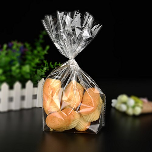 100 Piezas 5.7 por 10 Pulgadas Bolsas de Celofán Transparentes Bolsas OPP Bolsas de Plástico con Bloqueo de Botón Bolsas de Caramelos para Galletas, Panadería, Dulces, Regalos