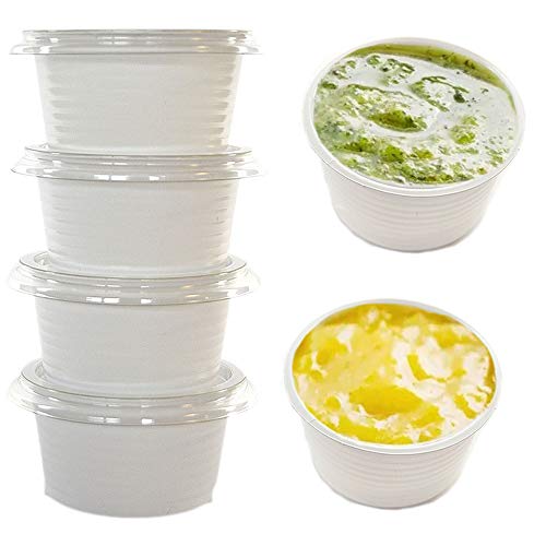 100 unidades monoporción CC 40 + 100 unidades tapa transparente para espuma semifría, dulces y salados, color blanco