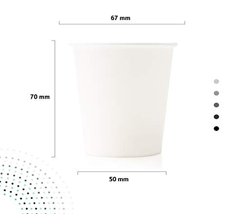 1000/250/50 Vasos de Cartón 180 ml Reciclables Blanco Desechables Biodegradables Compostables de Alta Calidad Agua Café Té Chocolate Caliente Cócteles Bebidas Frías, ecológicas