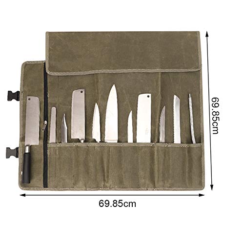 11 ranuras de cuchillo de chef rollo bolsa portátil rollo de cuchillos, se puede utilizar para caja de rollo de cuchillos en cocina, restaurante, viajes