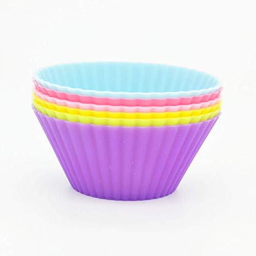 12 Piezas De Bricolaje Muffin Copa De Silicona De La Magdalena De La Hornada Del Vaso Desechable Vasos De Colores Antiadherente Fácil Limpieza De Los Pasteles Del Mollete Moldes Novedades Para La