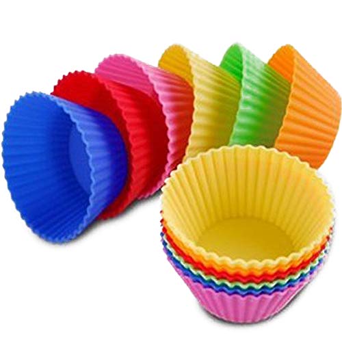 12 Piezas De Bricolaje Muffin Copa De Silicona De La Magdalena De La Hornada Del Vaso Desechable Vasos De Colores Antiadherente Fácil Limpieza De Los Pasteles Del Mollete Moldes Novedades Para La