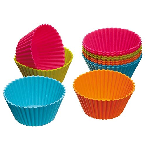 12 Piezas De Bricolaje Muffin Copa De Silicona De La Magdalena De La Hornada Del Vaso Desechable Vasos De Colores Antiadherente Fácil Limpieza De Los Pasteles Del Mollete Moldes Novedades Para La