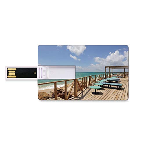 128G Unidades flash USB flash Decoración de viaje Forma de tarjeta de crédito bancaria Clave comercial U Disco de almacenamiento Memory Stick Bar Terraza Playa Orilla Isla Culatra Portugal Vacaciones,