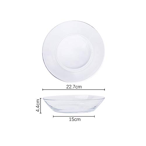 12LYN Engrosado Placa de Vidrio Resistente al Calor Hogar Moderado Plato Redondo Horneado Sopa de Pescado Plato Horno de microondas Plato Vajilla (Color : A)