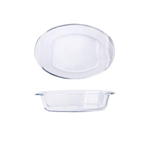 12LYN Engrosado Placa de Vidrio Resistente al Calor Hogar Moderado Plato Redondo Horneado Sopa de Pescado Plato Horno de microondas Plato Vajilla (Color : A)